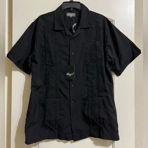 NWT Successo Uomo By Phita Men’s Black Embroidered Shirt Size Medium